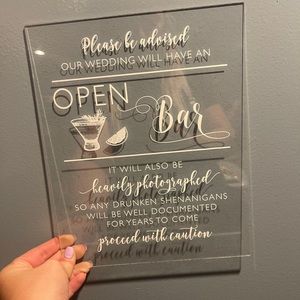 Wedding decor acrylic bar alcohol sign